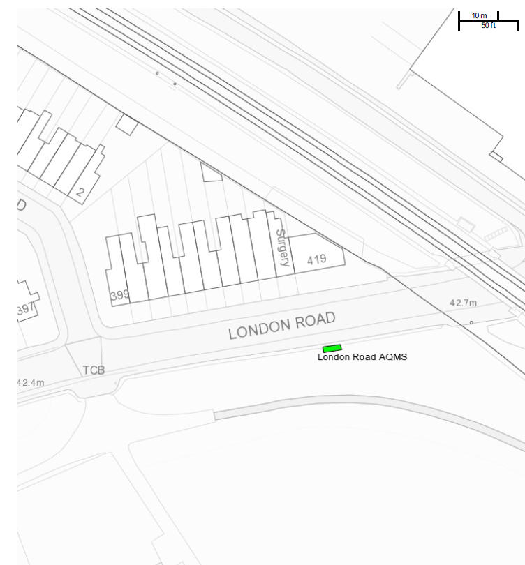 Map of London Road AQMS