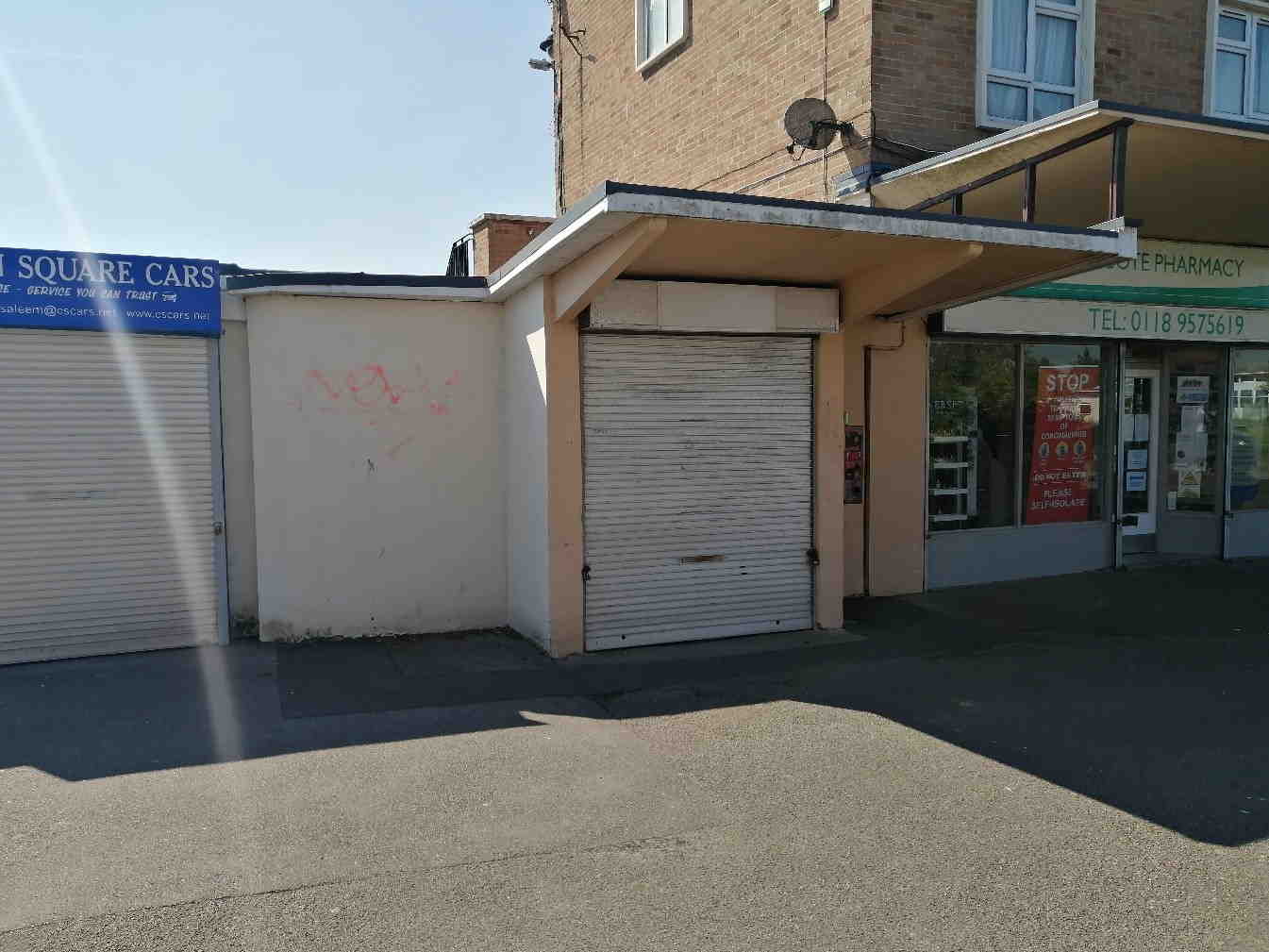 Shuttered frontage of shop