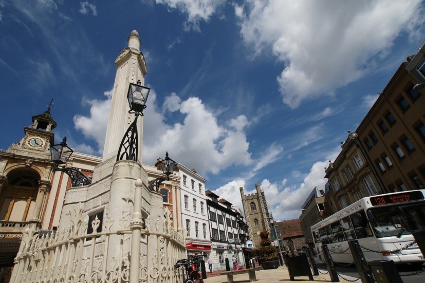 The Simeon Monument (or Soane Obelisk) in Reading’s Market Place 