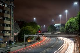 Road at night with streetlights