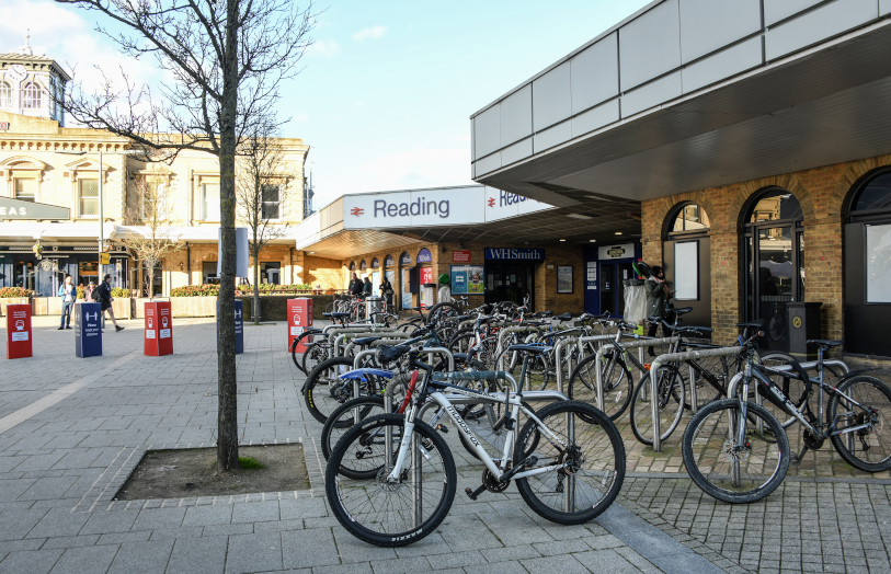 Bike storage outside Reading train station