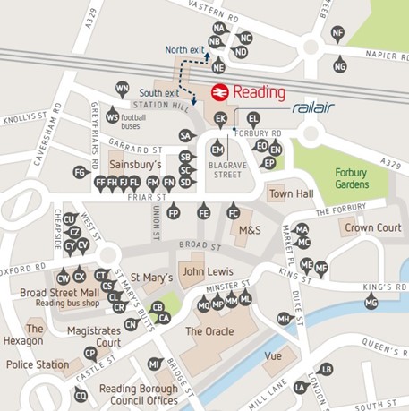Figure 2 7: Reading Town Centre Bus Stop Map