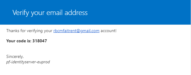 Email to verify iTrent Shield account with code.