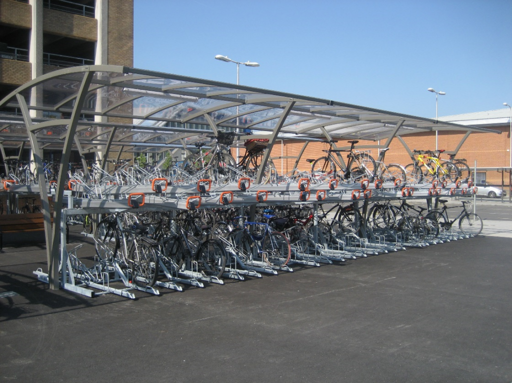 Cycle parking hub at Reading Station.