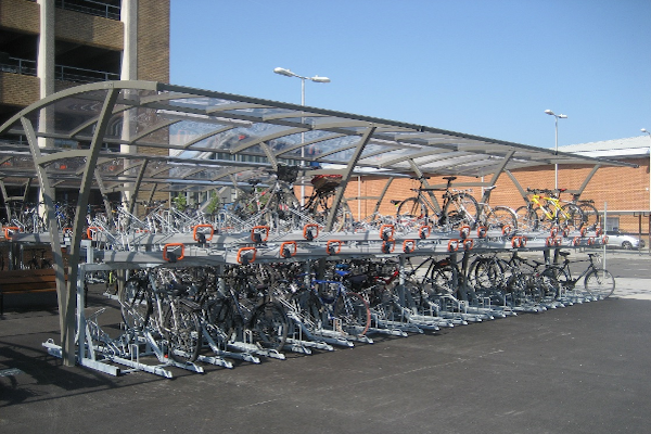 Cycle parking hub at Reading Station.