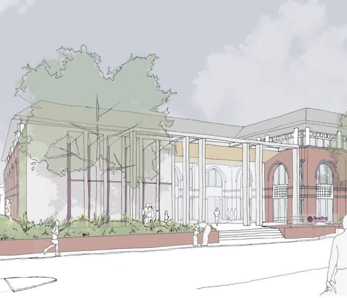 Artist's impression of front view of extended Civic, including Central Library.