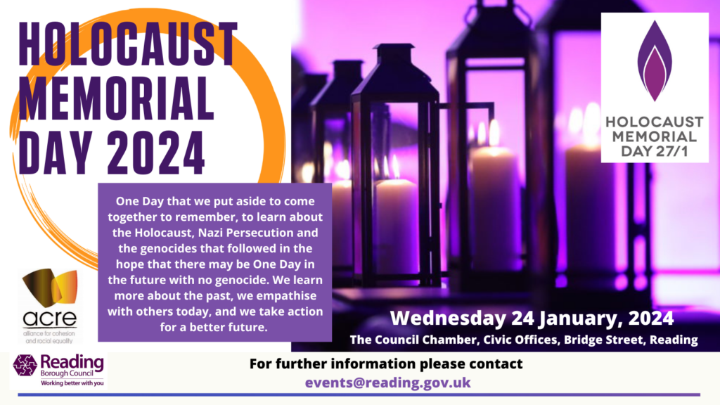 Reading’s evening of reflection to mark Holocaust Memorial Day 2024