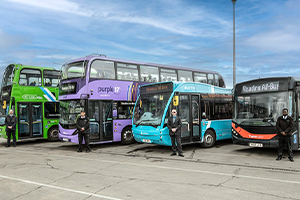 group photo of Reading buses and drivers