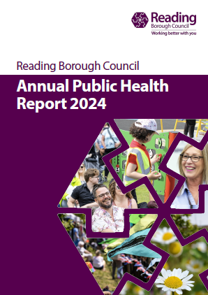 Front cover shows words: Reading Borough Council Annual Public Health Report 2024.