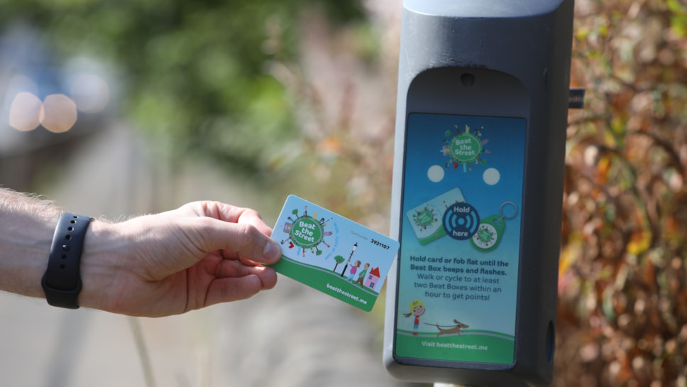 photo of beat the street card and media installation