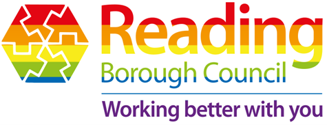 Reading Borough Council logo in rainbow colours