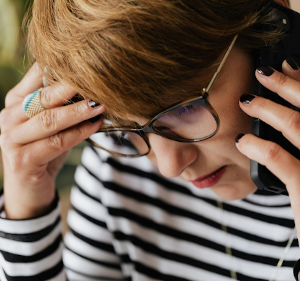 Woman on phone.