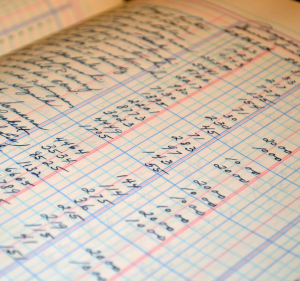 Page of an accounting ledger.