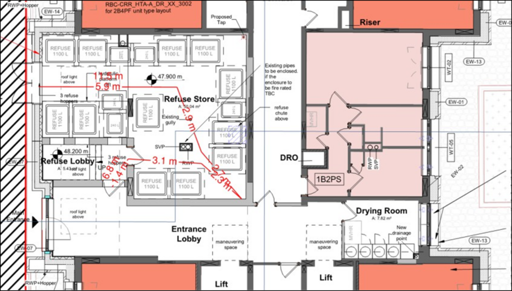 Plan showing ground floor ancillary areas means of escape.