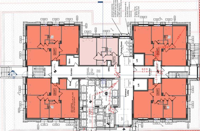 Plan showing typical block access level.