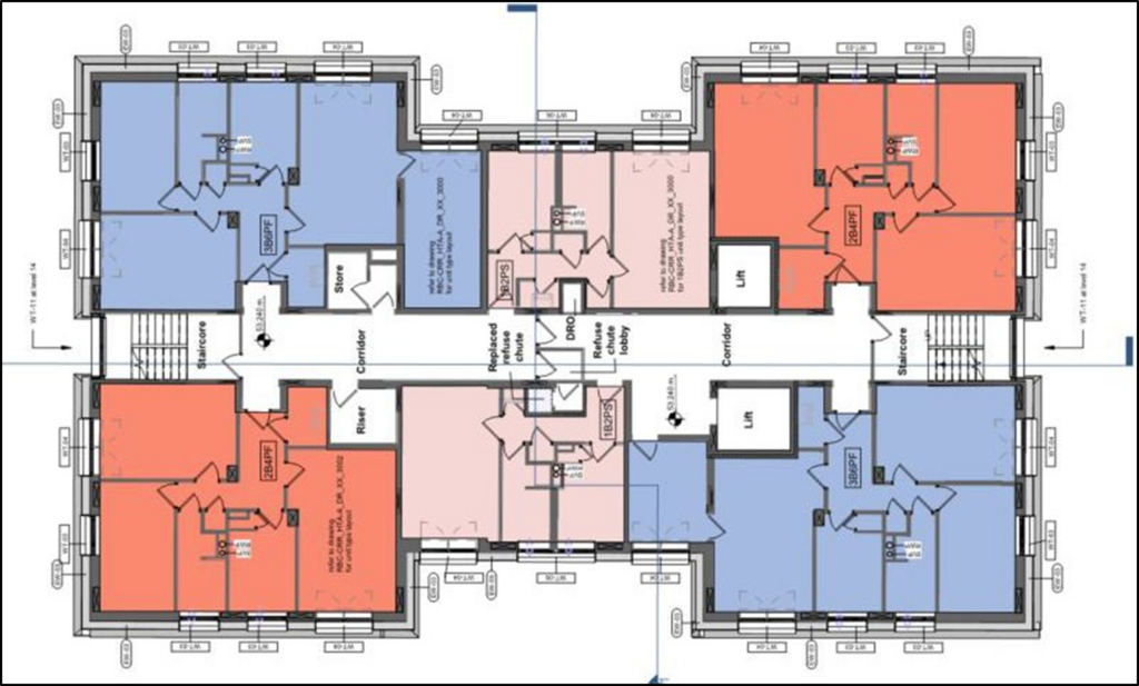 Plan showing typical upper floor