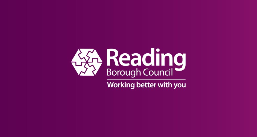 Reading Borough Council logo on a purple background