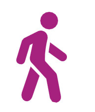 Minimalist graphic showing person walking.