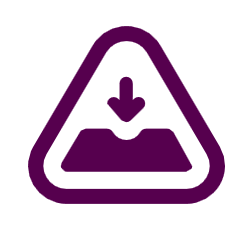 Graphic showing a triangular traffic sign with an arrow pointing down at a pothole.