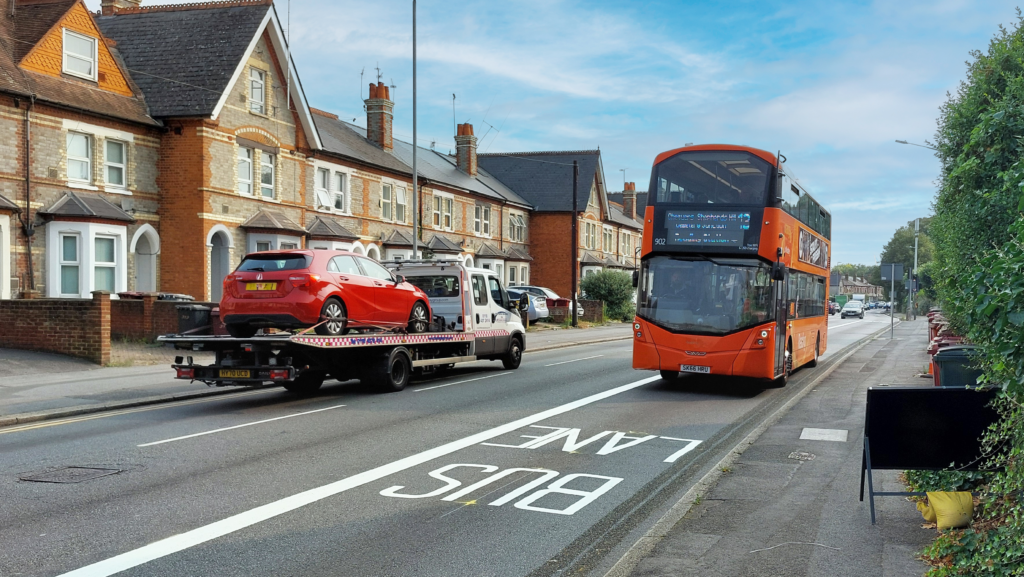 Photo of a road featuring a bus lane in Reading
