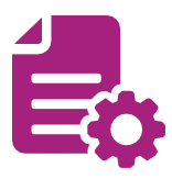 Graphic showing a letter and a cog.
