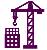 Minimalist represenation showing a crane and building.